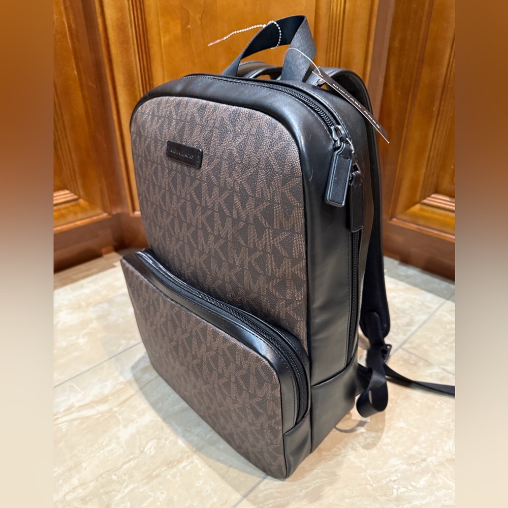 Michael Kors Everett Signature Brown and Black Backpack - Leather NWT
